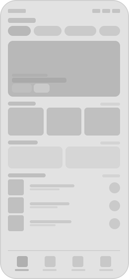 Low-fi wireframe: Home/For you page