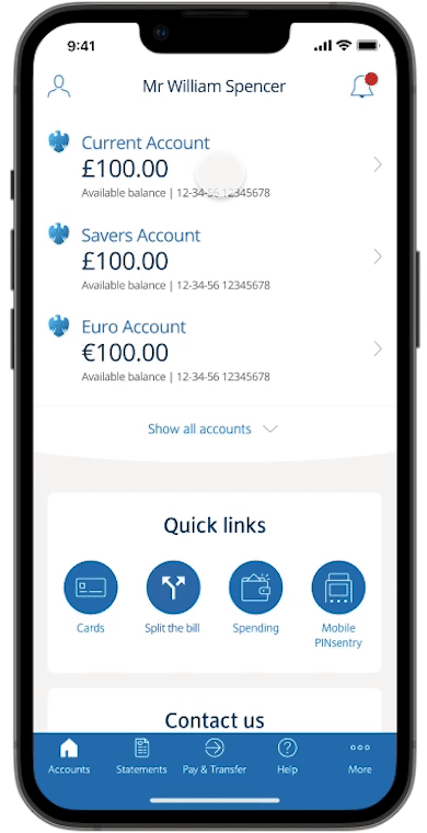 Animated prototype: split-the-bill flow