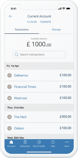 UI: current account transactions