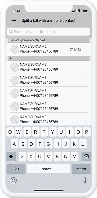 Wireframe: find contacts