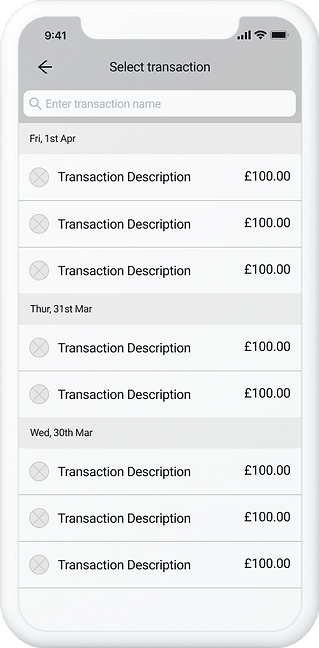 Wireframe: find transaction