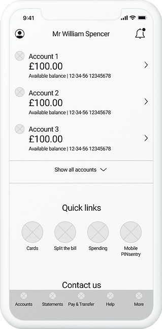 Wireframe: home screen with post-request state